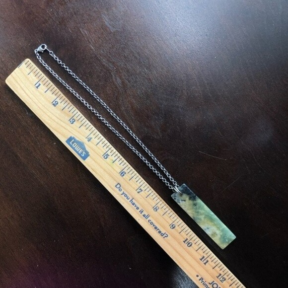 Rectangle Marble Stone Bar Rolo Chain Necklace - Picture 2 of 5